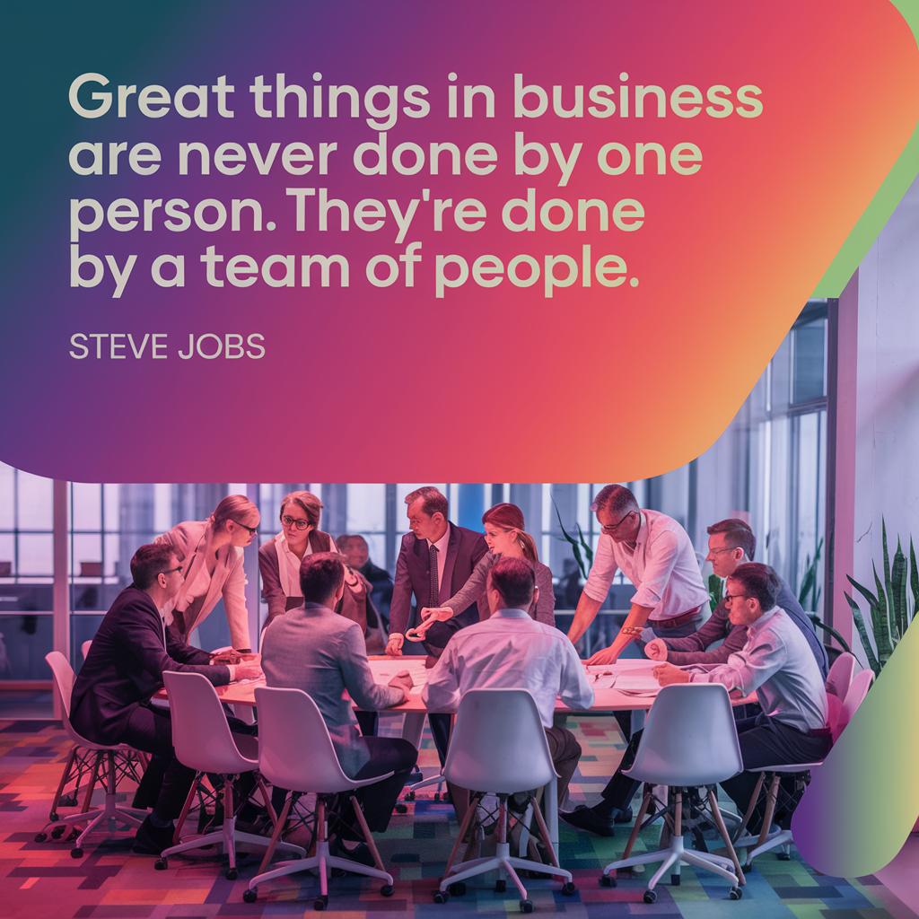 Great things in business are never done by one person. They're done by a team of people.