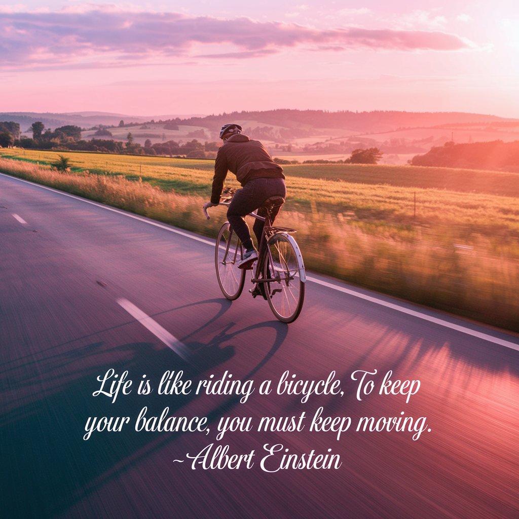 Life is like riding a bicycle. To keep your balance, you must keep moving.